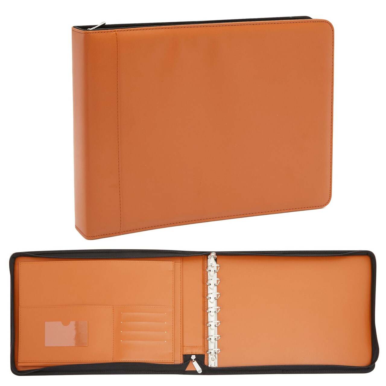 Brown 7 Ring Business Checkbook Binder With Zipper For Checks PU brown-7-ring-business-checkbook-binder-with-zipper-for-checks-pu